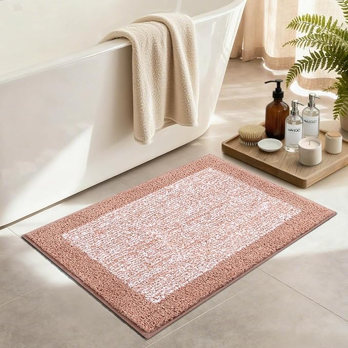 36x24 Large Bathroom Rugs Washable Non Slip, Pink Bath Mat for Bathroom Floor Tub, Soft Absorbent Quick Dry Mats for Shower, Bathtub,Home Decor