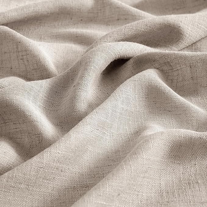 MIULEE Natural Linen Curtains 90 Inch Long 2 Panels for Bedroom Living Room, Soft Linen Textured Window Drapes Semi Sheer Light Filtering Back Tab Rod Pocket Farmhouse Modern Burlap Look Decor