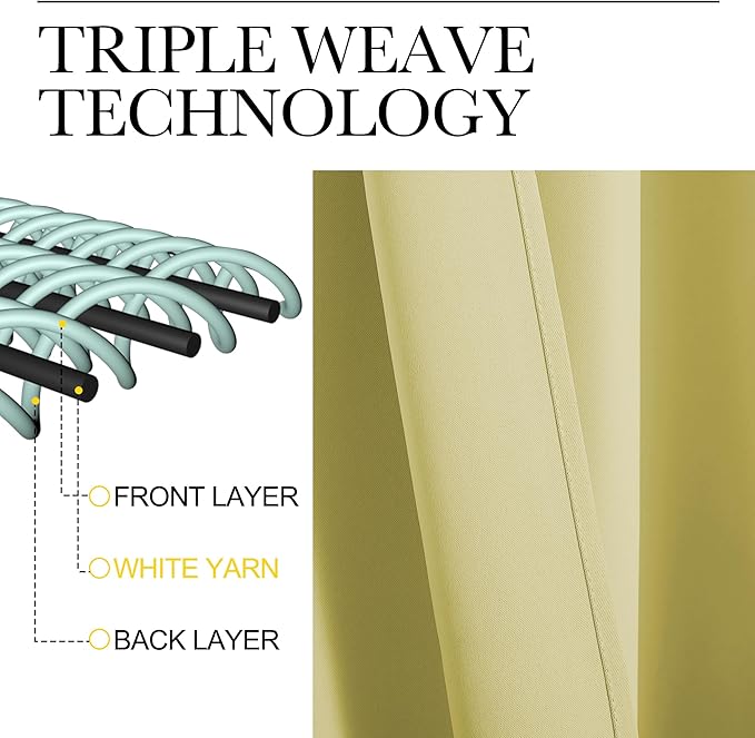 NICETOWN Blackout Curtains for Living Curtains, Paler Yellow, Set of 2, 52 by 63 Inch, Window Treatment Blackout Curtain Panels, Home Decor Thermal Insulated Solid Drapes for Bedroom