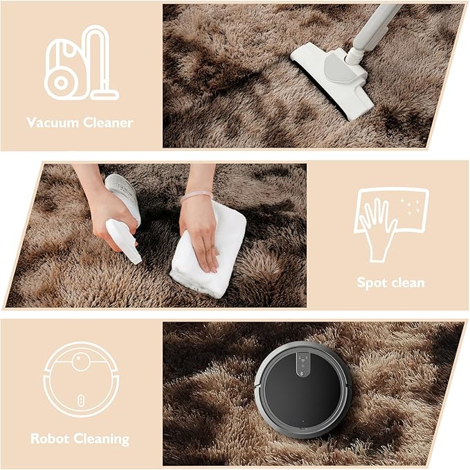 Fluffy Round Rug,Soft Area Rugs for Girls Room,Shaggy Rugs 6'X6' for Living Room,Non Slip Circle Rug for Kids Bedroom,Shag Plush Nursery Carpets,Fuzzy Rug for Dorm,Room Decor Carpet,Tie-Dyed Coffee