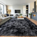 Pionblank 8x10 Rug for Living Room, Fuzzy Plush Large Area Rug, Fluffy Modern Shag Non Slip Soft Furry Carpet for Bedroom Kids Room Nursery Teens Dorm Home Decor, Dark Grey
