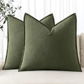 MIULEE Decorative Linen Euro Sham Pillow Covers 26x26 Dark Olive Green Boho Farmhouse Neutral Spring Couch Throw Pillows for Bed Pack of 2 Accent Modern Pillowcase Sofa Livingroom Home Decor