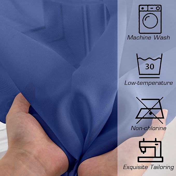 Simplebrand Royal Blue Sheer Curtains 96 Inches Long 2 Panels, Light Filtering Rod Pocket Solid Color Window Sheer Curtain Panels, Elegant Curtains & Drapes for Living Room, Bedroom, 42" W x 96" L