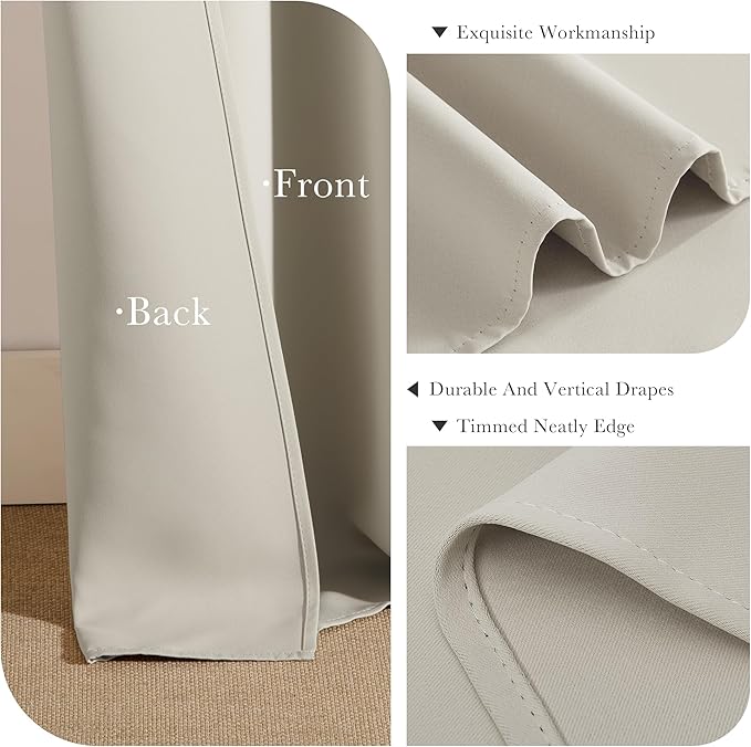 PONY DANCE Blackout Curtains Thermal Insulated Window Treatment Panels Room Darkening Blackout Drapes for Living Room Back Tab/Rod Pocket Bedroom Draperies (2 Panels, Cream, 52 x 84 Inch)