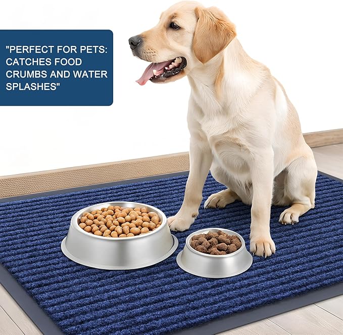 OLANLY Front Door Mat Indoor Outdoor Entrance, 2-Pack 71 x 47 Inch, Waterproof Heavy Duty Doormat, Fade Resistant, Low Profile, Easy Clean Patio Porch Welcome Floor Mats for Entry, Blue