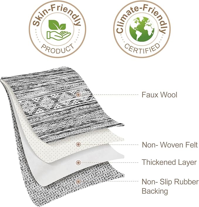 Nakagishi 5x7 Area Rugs Living Room: Washable Large Neutral Soft Rug Stain Resistant Non-Slip Carpet for Men Modern Home Enthusiasts Aged 25-45 - High Traffic Areas - Bedroom Office- Black White
