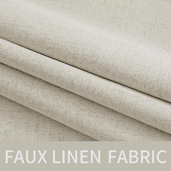 MIULEE Linen Texture Curtains for Bedroom Light Cream 100% Blackout Thermal Insulated Linen Curtains Grommet Room Darkening Drapes for Living Room Nursery 52x72 Inch (2 Panels)