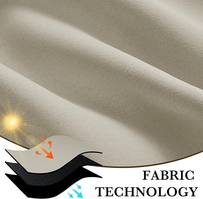 RYB HOME 100% Blackout Short Curtains for Small Window, Thermal Insulated Total Room Darkening Noise Reducing Curtains for Basement Bathroom Basement, 29 inches Wide by 45 inches Long, Natural