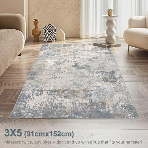 3x5 Area Rug Living Room Rugs, Washable Neutral – Blue