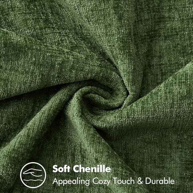 MIULEE Pack of 2 Couch Pllow Covers 18x18 Inch Moss Green Farmhouse Decorative Throw Pillow Covers with Stitched Edge Soft Chenille Solid Dyed Pillow Covers for Sofa Bed Living Room