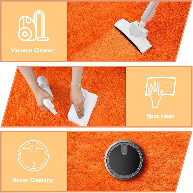 Shag Area Rug for Bedroom 5x8,Orange Fluffy Area Rugs for Living Room,Soft Fuzzy Rug Non-Shedding Indoor Plush Carpet for Kids Bedroom Nursery Dorm Home Decor