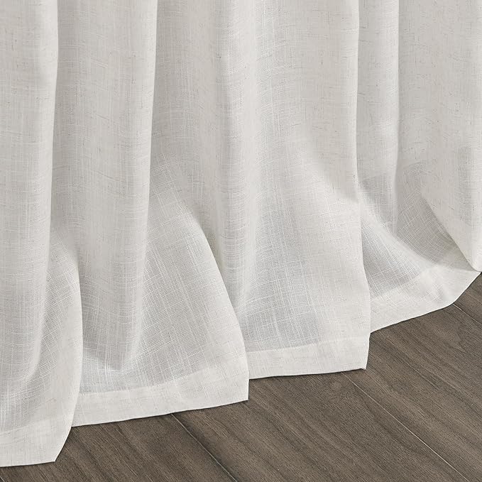 Nanspring Natural Linen Curtains 108 Inches Long for Living Room Light Filtering Sheer Curtains Back Tab and Rod Pocket Farmhouse Floor to Ceiling Curtain for Bedroom High Window 52x108, 2 Panels
