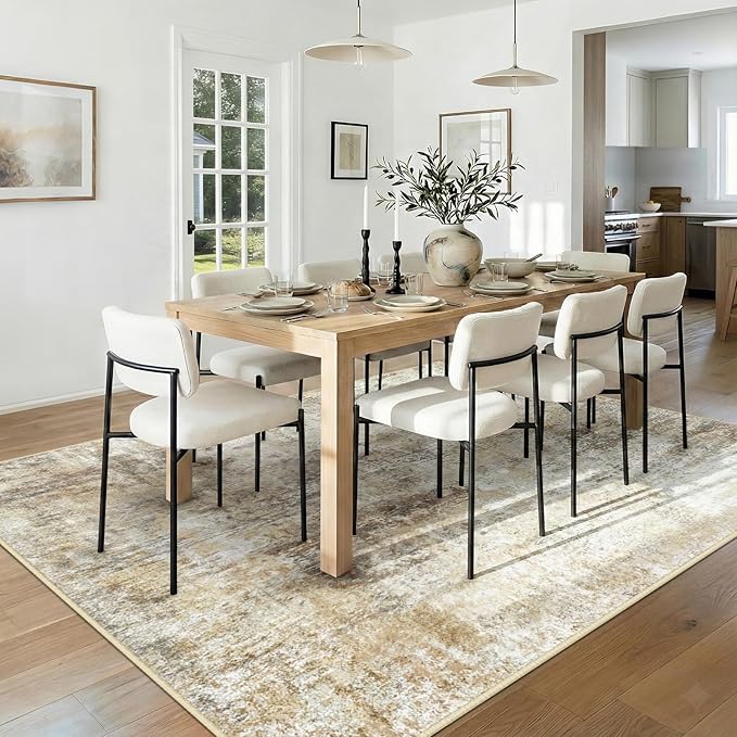 Washable Area Rugs 5'x7' Non-Slip Modern Abstract Soft for Living Room Entryway Bedroom Nursery, Print Pattern, Neutral Brown Gray
