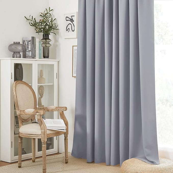 RYB HOME Short Blackout Curtains for Bedroom, Room Darkening Insulated Summer Heat Light UV Blocking Energy Saving Drapes for Nursery, Width 34 by Length 48, Silver Grey, Set of 2