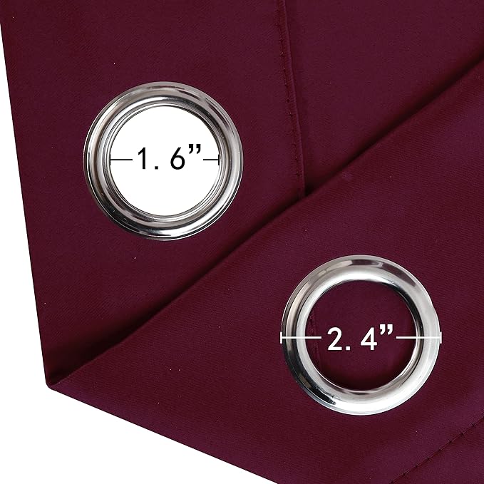 LEMOMO Blackout Curtains 52 x 45 inch/Burgundy Red Curtains Set of 2 Panels/Thermal Insulated Room Darkening Bedroom Curtains
