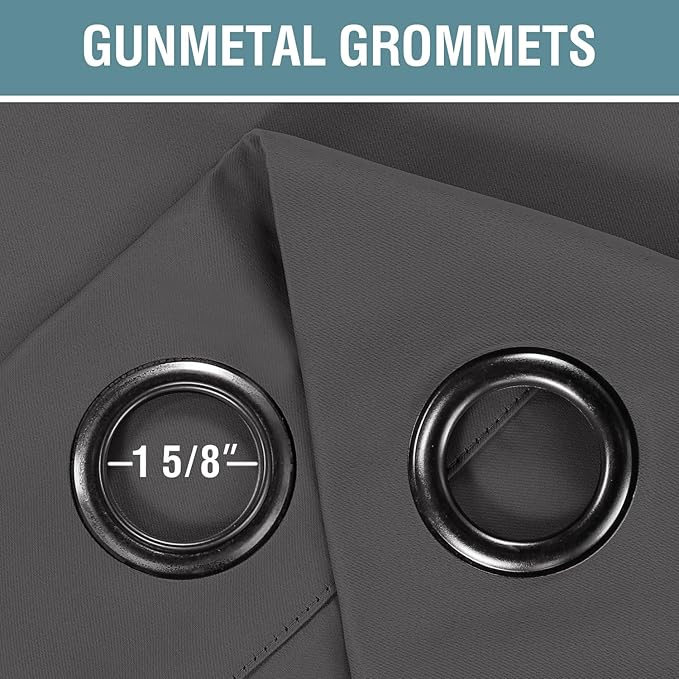 H.VERSAILTEX Microfiber Blackout Grey Curtains for Patio Door Thermal Insulated Living Room Curtains, Room Darkening Noise Reducing Blackout Curtain for Bedroom, Charcoal Gray (1 Panel), 52'W x 96'L