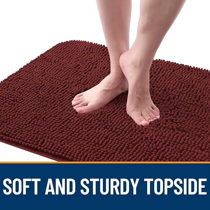OLANLY Dog Door Mat for Muddy Paws 45x27, Absorbs Moisture and Dirt, Absorbent Non-Slip Washable Doormat, Quick Dry Chenille Mud Mat, Entry Indoor Entryway Carpet for Inside Floor, Caramel Russet