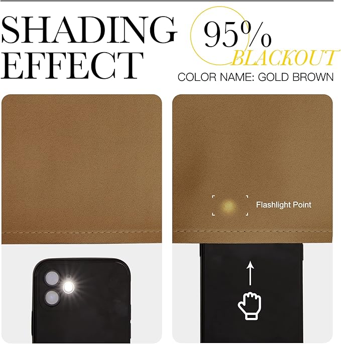NICETOWN Window Curtains Blackout Drapes, 1 Pair, 34 by 40-inch, Gold Brown, Thermal Insulated Decorative Blackout Curtains/Draperies for Laundry