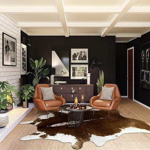 AROGAN 8x10 Faux Cowhide Area Rugs for Living Room, Animal Skins Cow Hide Rug for Bedroom, Cool Western Christmas Decor, Thin Leather Cow Hide Carpets Fireplace Rug, Brown
