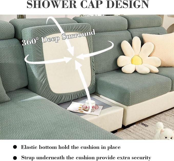 Sofa Covers Couch Covers for Sofa Pet Friendly Couch Cushion Covers Universal Sofa Covers Washable Stretch Slipcovers for Sectional Sofa (Texture Green,Headrest Cover)