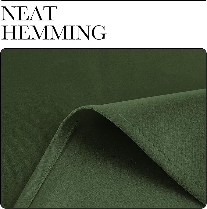 NICETOWN Dark Green Blackout Cafe Satin Curtains for Small Windows, 42" Wide by 84" Long, 2 Panels, Grommet Noise Reducing Faux Silk Blackout Drapes for Dining Room