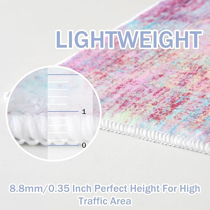 IOHOUZE Abstract Runner Rug 2x8 Ft Washable Runners for Hallways, Non Slip Kitchen Runner Printed Faux Wool Entryway Runner Indoor, Modern Abstract Floor Carpet for Hall Kitchen Bedroom, Pink Teal