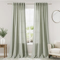 Sage Curtains 90 inches Long 2 panels for Living Room Back Tab Rod Pocket Semi Sheer Linen Draperies Muted Neutral Sage Green Room Decor Earth Tone Pale Green Curtains for Diningroom Bedroom Office