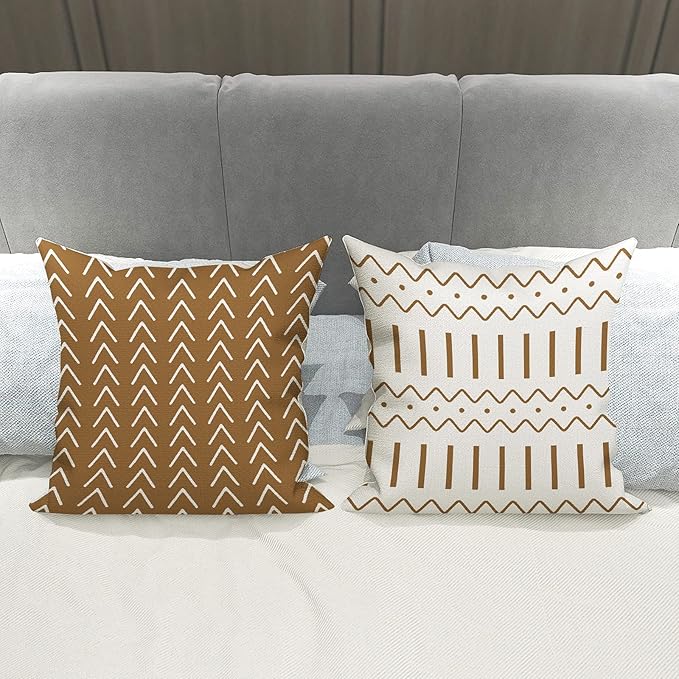 YCOLL Pillow Covers 18x18 Set of 4, Modern Sofa Throw Pillow Cover, Decorative Outdoor Linen Fabric Pillow Case for Couch Bed Car 45x45cm