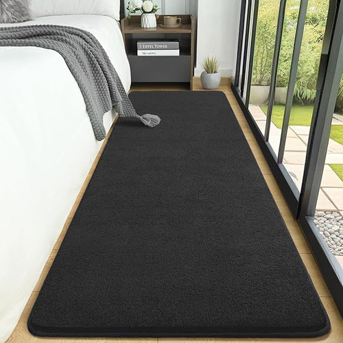 AROGAN Shag Runner Rug for Hallways, 2x6 Feet Washable Rugs with Memory Foam for Bedroom, Entryway Indoor Fluffy Throw Rug for Bedside Living Room Kids Girls Nursery Dorm Room Decor, Dark Grey