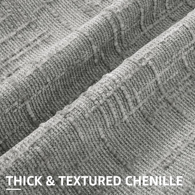 decorUhome Neutral Grey Chenille Euro Sham Throw Pillow Covers 22x22 Set of 2 Textured Soft Cozy Slubby Couch Pillow Covers Modern Farmhouse Boho Decorative Pillow Cases for Bed Sofa Living Room