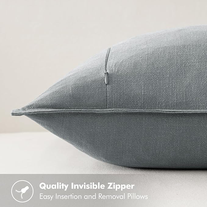 MIULEE Decorative Linen Euro Sham Pillow Covers 24x24 Gray Boho Farmhouse Neutral Couch Throw Pillows for Bed Pack of 2 Accent Modern Pillowcase Sofa Livingroom Home Decor