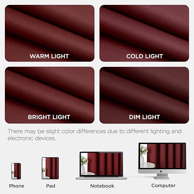 Joydeco Blackout Patio Sliding Door Curtains 108 Inches Long, Grommet Privacy Room Divider Curtains, Extra Wide Thermal Blackout Drapes for Bedroom Living Room (Burgundy Red, 60Wx108L, 1 Panel)