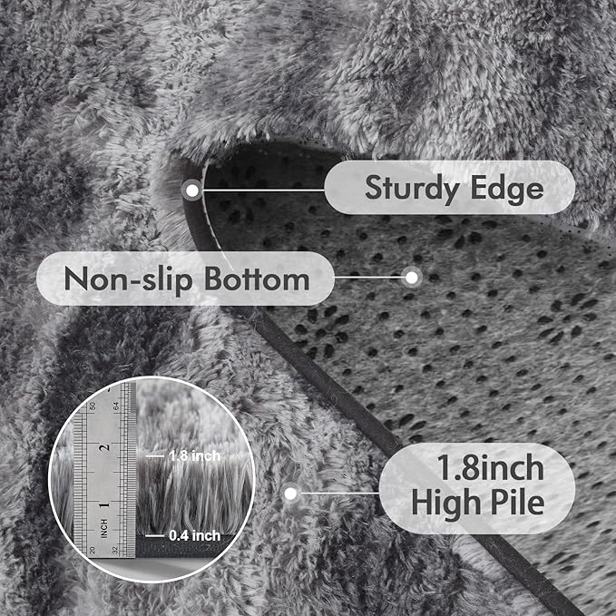 9x12 Ft Extra Large Shag Rugs for Living Room, Ultra Soft Fluffy Furry Area Rugs for Bedroom Indoor Floor, Aesthetic Carpet for Kids Home Decor (Grey)