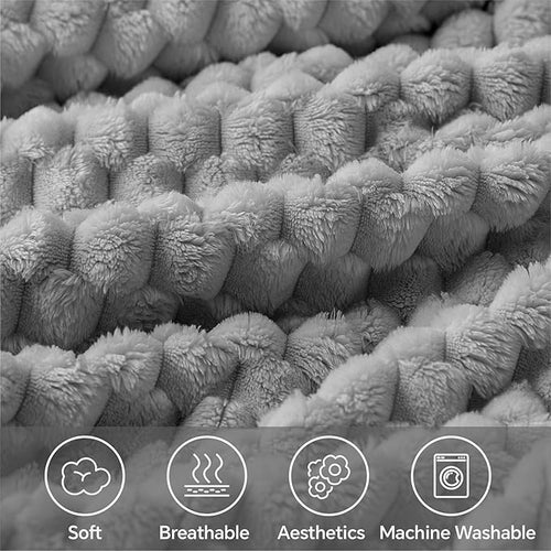 BEDELITE Fleece Blanket - 3D Jacquard Decorative Grey Throw Blankets for Couch & Bed, Soft and Cozy Warm Plush Fluffy Blanket All Seasons Suitable, 50x70Inches