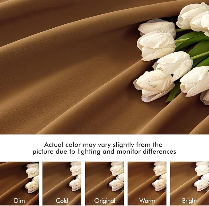 MIULEE Golden Brown Back Tab Blackout Curtains 84 Inch Length 2 Panels Set for Living Room Bedroom Privacy, Rod Pocket/Pinch Pleat Thermal Insulated Room Darkening Pleated Light Blocking Drapes