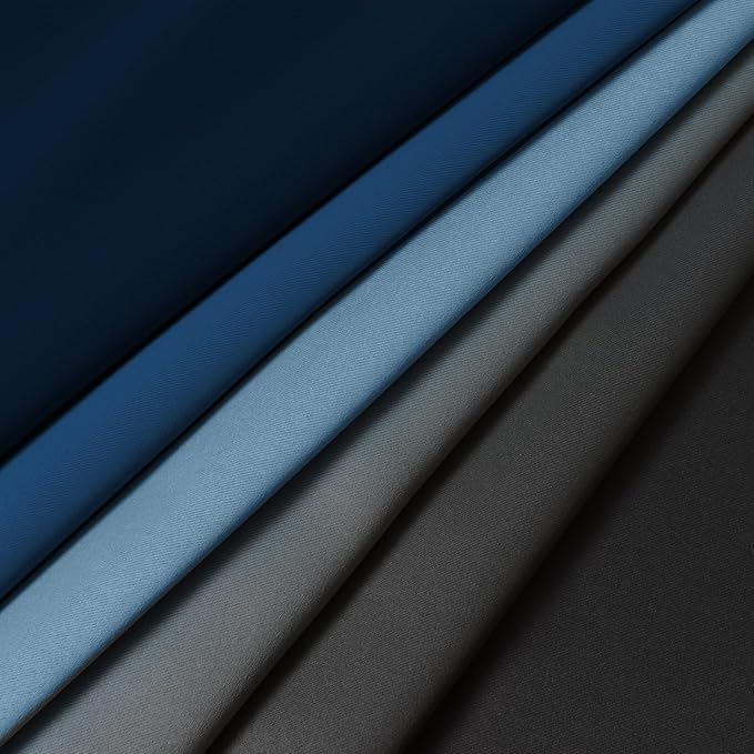 Yakamok Blackout Ombre Dark Blue and Black Curtains for Bedroom, Gradient Room Darkening Curtains, Grommet Thermal Insulated Light Blocking Window Drapes/Curtain for Living Room,52 x 54 Inch,2 Panels