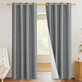 NICETOWN 100% Absolutely Blackout Linen Curtains with Thermal Insulated White Liner, Dove Grey, W52, 2 Pieces, Noise Reducing Textured Linen Look Curtains for Windows 102 inch Length for Classroom