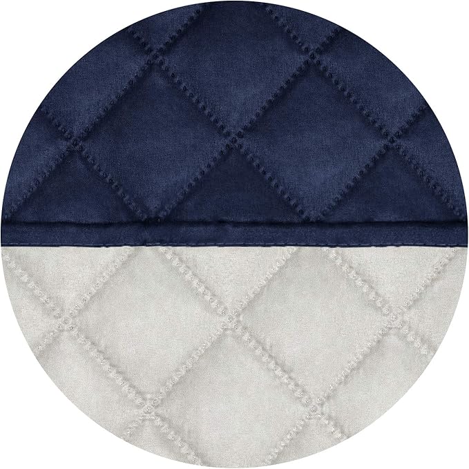 PureFit Reversible Quilted Sofa Cover, Water Resistant Slipcover Furniture Protector, Washable Couch Cover with Non Slip and Elastic Straps for Kids, Dogs, Pets (Small Recliner, Navy/Ivory)