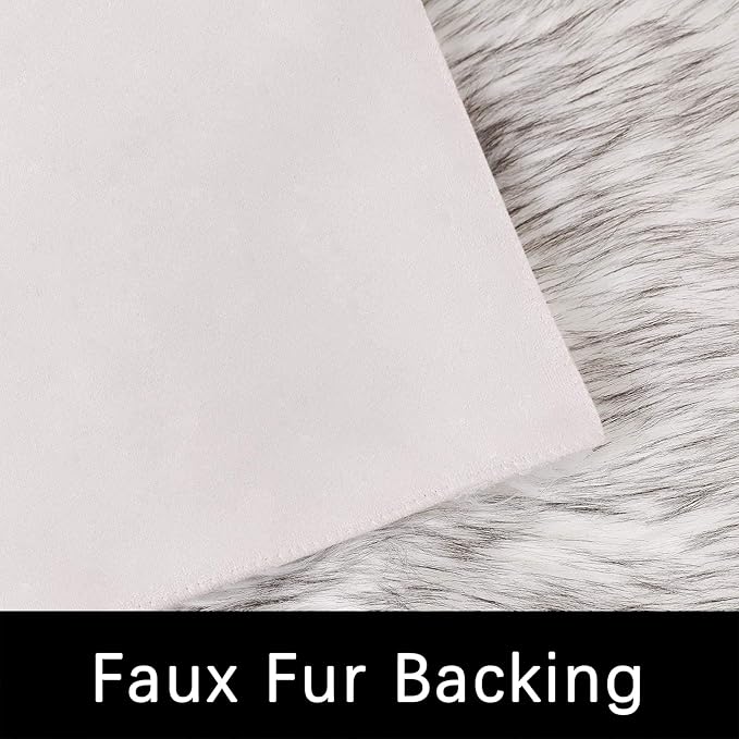 Latepis Area 5x7 Shag Rug White with Grey Tips Washable Fur Rugs Faux Sheepskin Fluffy Rug for Living Room Bedroom Plush Rugs Home Decor Rectangle