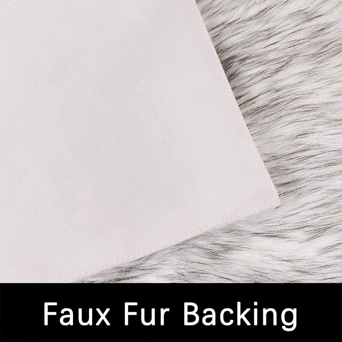 Latepis White and Grey Faux Fur Rug 3x5 Area Washable Fluffy Rugs for Bedroom Living Room Rugs for Sofa Cushion Pet Mats Luxury Home Decor