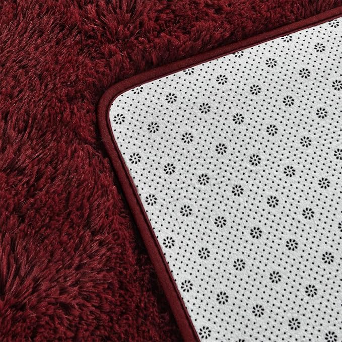 Large Shag Area Rugs 5 x 8, Plush Fuzzy Rugs for Living Room, Ultra Soft Fluffy Furry Rug for Bedroom, Indoor Carpet Nursery Rugs for Kids Room Home Decor, Burgundy
