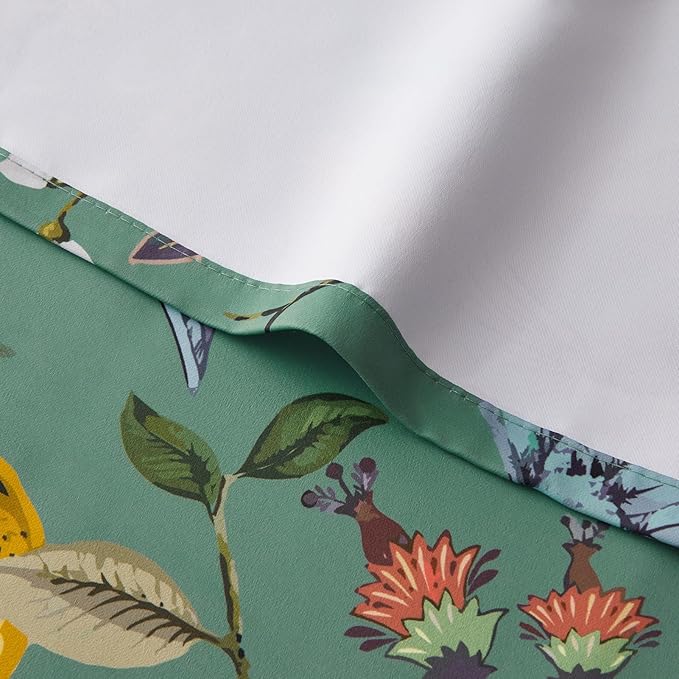Topfinel Sliding Door Patio Floral Curtains & Drapes, Blackout Extra Wide Room Divider Large Sage Green Vintage Farmhouse Country Hummingbird Patterned Grommet Curtains 1 Single Panels W100 x L84