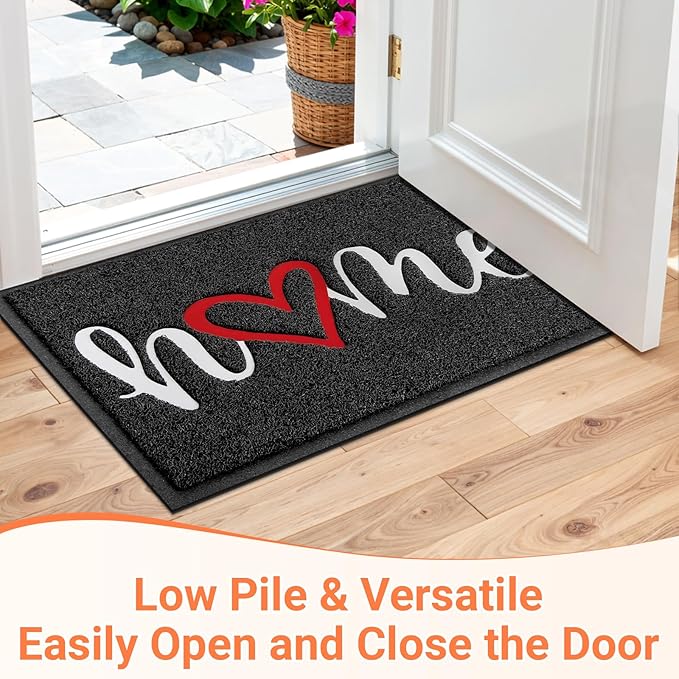StepLively Door Mat Home Welcome Mats Outdoor and Indoor, Heavy-Duty Low-Profile Non-Slip Front Welcome Mat for Home Entrance, Outside Entry, Yard, Floor, Patio (32''x20'', Black)