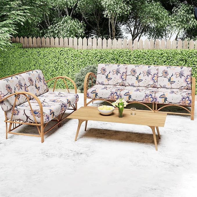 Smiry Printed Couch Cushion Covers, Stretch Soft Couch Covers for Sofa, Washable Non-Slip Sofa Slipcover Furniture Protector for Indoor and Outdoor (Medium, Beige)