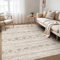 Nakagishi Area Rug Living Room Rugs: 5x7 Washable Boho Large Neutral Farmhouse Soft Moroccan Stain Resistant Indoor Carpet for Bedroom Nursery Kids Office Dining Room Home House Decor - Dark Brown