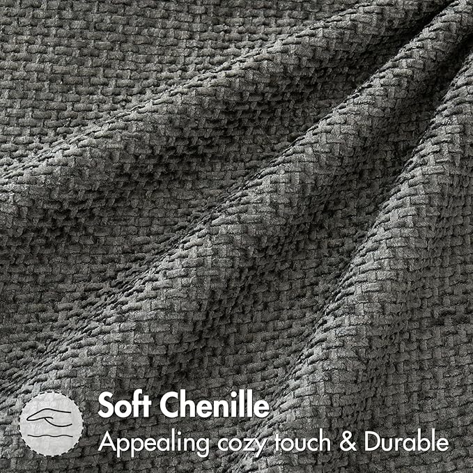 MIULEE Pack of 2 Couch Throw Pillow Covers 16x16 Inch Dark Gray Modern Boho Accent Decorative Pillow Covers Soft Chenille Farmhouse Cushion Covers for Home Decor Bed Sofa Living Room