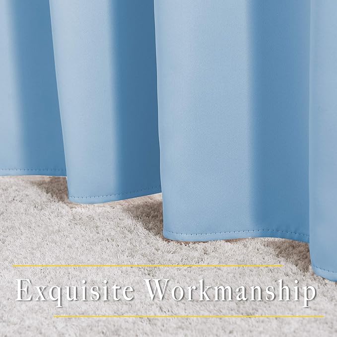 NICETOWN Room Darkening Blue Curtains for Living Room - Solid Thermal Insulated Sound Reducing Grommet Room Darkening Curtains Drapes for Bedroom/Patio (2 Panels, W66 x L84)