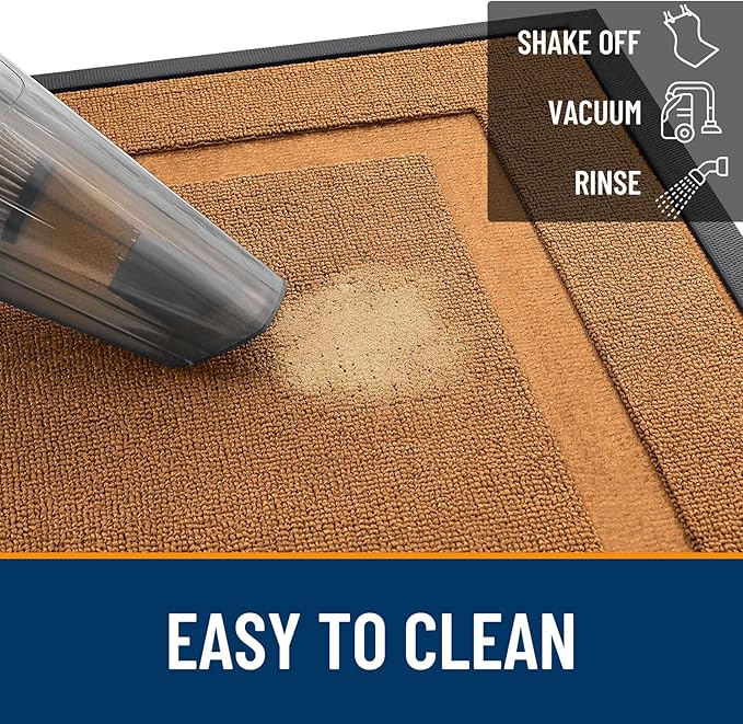 OLANLY Front Door Mat Indoor Outdoor Entrance, Waterproof All-Season, All-Weather Doormat, Sturdy Natural Rubber, Low Profile, Easy Clean Patio Porch Entryway Mat, 47x32, Tangerine Orange