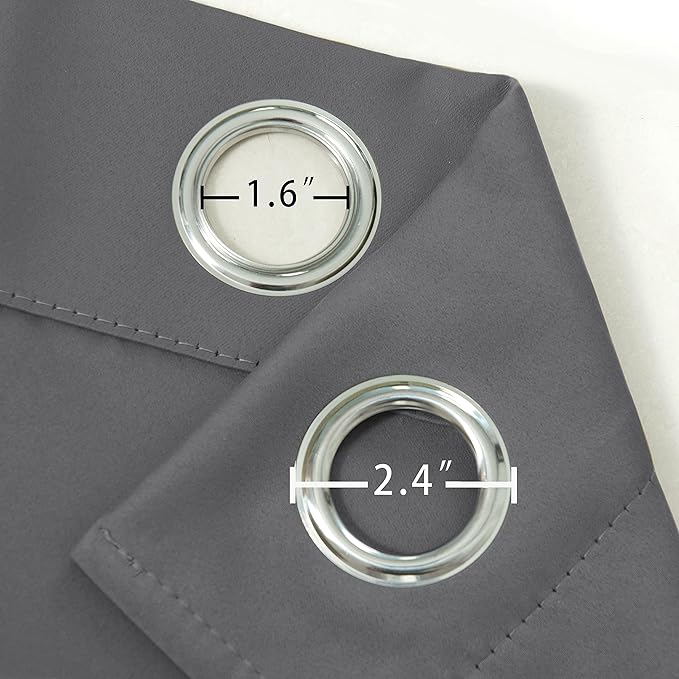 LEMOMO Grey Thermal Blackout Curtains/42 x 84 Inch/Set of 2 Panels Room Darkening Curtains for Bedroom