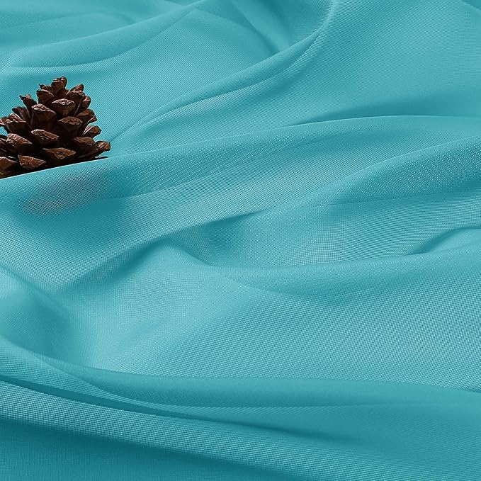 OVZME Turquoise Sheer Curtains 63 Inches Long 2 Panels Set, Light Filtering Sheer Curtains for Living Room Bedroom 59 Inch Extra Wide, Modern Voile Filmy Rod Pocket Window Drapes, 59Wx63L Inches